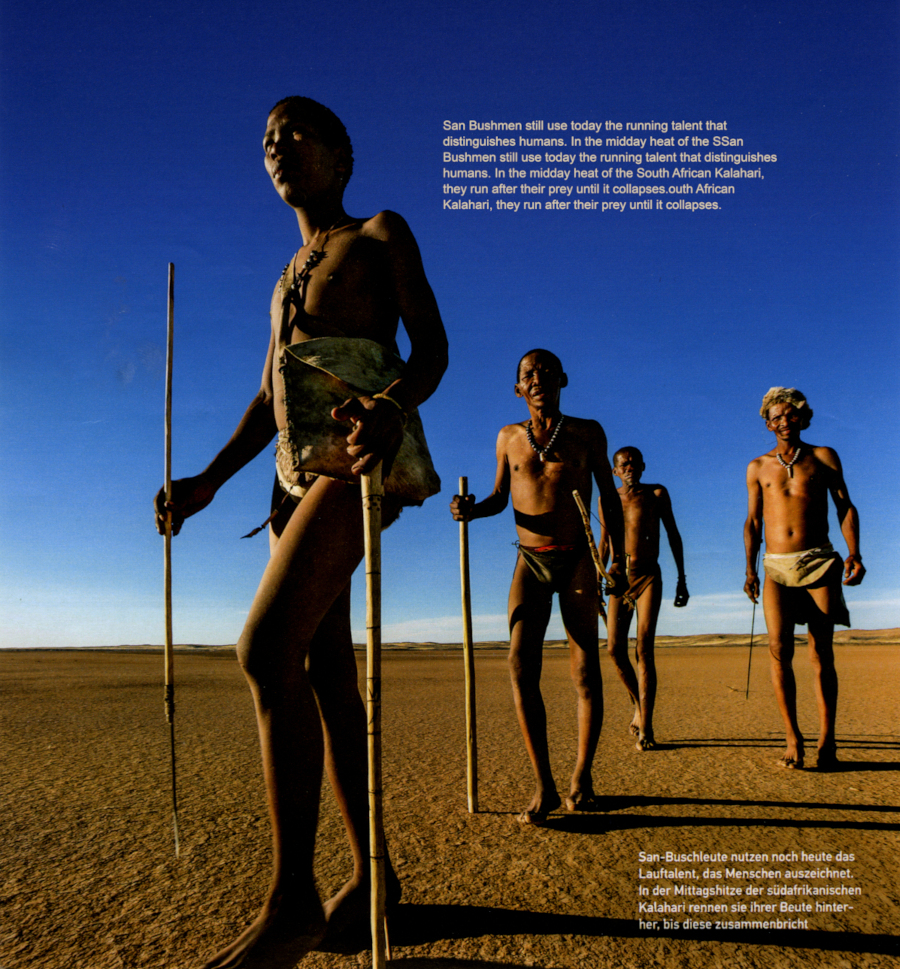 San Tribe hunters demonstrating natural forefoot striking while running