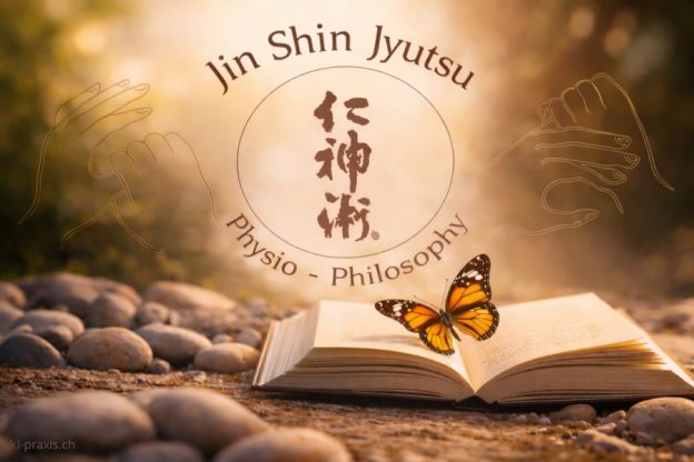 Jin Shin Jyutsu Logo with Book and Butterfly