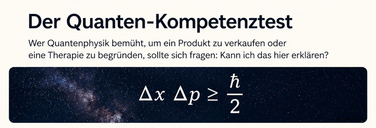 Der Quanten-Kompetenztest: Wer Quantenphysik bemüht, um ein Produkt zu verkaufen oder eine Therapie zu begründen, sollte sich fragen: Kann ich das hier erklären? ΔxΔp ≥ ℏ/2