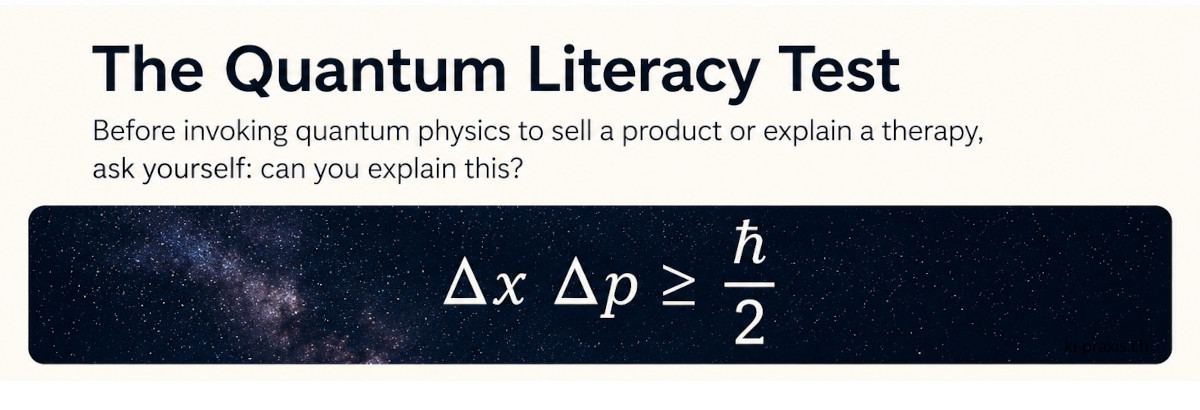 The Quantum Literacy Test: Before invoking quantum physics to sell a product or explain a therapy, ask yourself: can you explain this? ΔxΔp ≥ ℏ/2