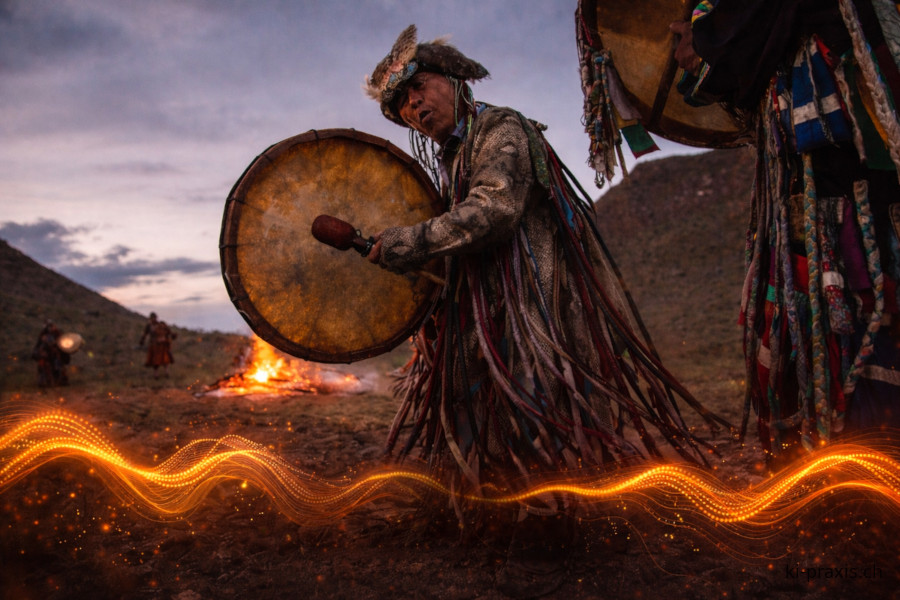 Shamanic drummer journeying